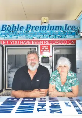  ??  ?? Owners of Bohle Premium Ice Rob Vearing and Jennifer Jolly have had a sign out on the highway near their business seeking a worker, so far without success. Picture: SHAE BEPLATE