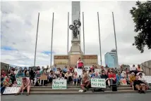  ?? PHOTO: WARWICK SMITH/FAIRFAX NZ ?? About 200 people turned out in The Square on Sunday to show their support for Palmerston North’s Muslims.