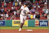  ?? Winslow Townson / Associated Press ?? Boston’s Hunter Renfroe runs the bases after hitting a two-run home run against the Angels on Friday.