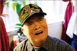  ?? ASSOCIATED PRESS ?? IN THIS THURSDAY, APRIL 6 FILE PHOTO, Bataan Death March survivor Ramon Regalado reminisces at his home in El Cerrito, Calif.