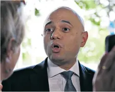  ??  ?? Sajid Javid, the Home Secretary, arriving for the National Conservati­ve Convention hustings yesterday