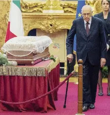  ?? LaPresse ?? Presidente emerito Giorgio Napolitano alla camera ardente