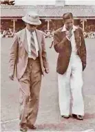  ??  ?? For Myna - Ceylon's Sathasivam making the toss with the great Don Bradman, considered the greatest cricketer the world has ever seen