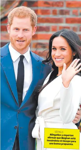  ??  ?? Sépalo Allegados y expertos afirman que Meghan está tomándose el tiempo para una buena propuesta.