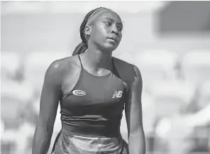  ?? SUSAN MULLANE/ USA TODAY SPORTS ?? Coco Gauff reacts Wednesday during her straight- sets loss to Barbora Krejcikova in the French Open quarterfinals.