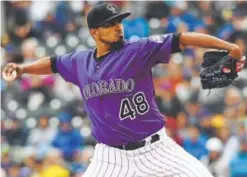  ??  ?? German Marquez The rookie starter has been sensationa­l for the Rockies at times this year, and he gets one last start, likely Friday night, in a pressure-packed game. He has faced the Dodgers once this season, with no decision.