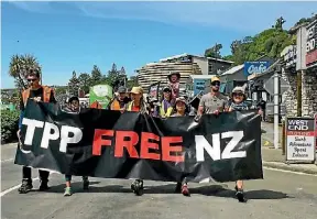  ??  ?? The signing of the TPPA sparked protests across New Zealand.