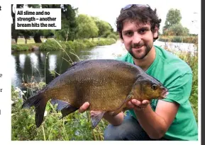  ??  ?? All slime and no strength – another bream hits the net.