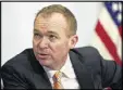  ??  ?? Budget Director Mick Mulvaney says neither the White House nor Congress has a debt ceiling framework in place.