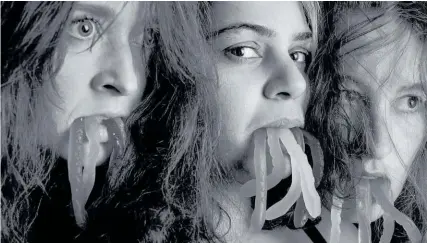  ??  ?? Virginia Frankovich (left), Nisha Madhan and Julia Croft deconstruc­t the ancient Greek myth in Medusa.