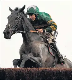  ??  ?? Kapcorse ridden by Bryony Frost wins the Sir Peter O’Sullevan Memorial Handicap Chase at Newbury yesterday