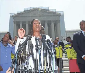  ?? H. DARR BEISER/USA TODAY ?? Sherrilyn Ifill, president of the NAACP Legal Defense and Education Fund, at the Supreme Court after a ruling striking down a key piece of the Voting Rights Act, has emerged as potential judicial candidate, experts say.