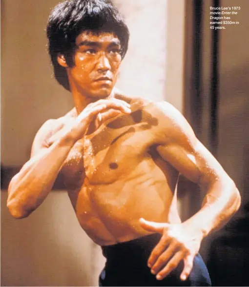  ??  ?? Bruce Lee’s 1973 movie Enter the Dragon has earned $350m in 45 years.