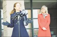  ?? Cassandra Day / Hearst Connecticu­t Media ?? From left, Lt. Gov. Susan Bysiewicz and Wilbert Snow School principal Colleen Fitzpatric­k met Thursday for a news conference and update on efforts to increase participat­ion in the U.S. Census.