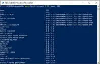  ??  ?? De namen en SID’s van alle gebruikers en groepen op het systeem kun je opvragen met PowerShell.
