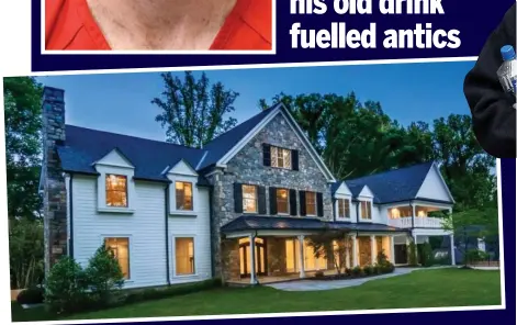  ??  ?? Luxury living: The family’s’ rented home, an impressive seven-bedroom mansion. Top, Rooney’s police mugshot and, right, Coleen pops out for a spa treatment