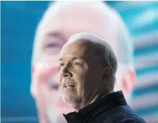  ?? DARRYL DYCK/THE CANADIAN PRESS ?? NDP Leader John Horgan anticipate­d questions about his temperamen­t during the last debate and hasn’t been “rising to the bait,” political scientist Norman Ruff says.