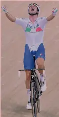  ??  ?? Da sinistra: il trionfo di ieri; l’apoteosi ai Giochi di Rio; il primo successo al Giro, a Genova 2015; Viviani con la compagna Elena Cecchini, 3 volte tricolore