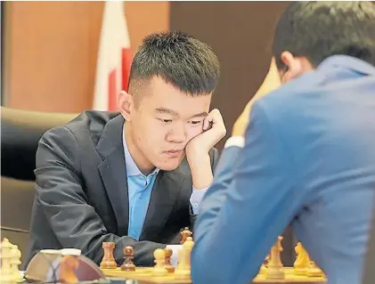  ?? ASOCIACIÓN CHINA DE AJEDREZ ?? El pensador. Ding Liren, de 26 años, en plena partida en el Masters de Shenzen.