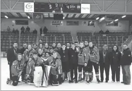  ?? Submitted photo ?? The Lethbridge Headwater midget AAA 15's Hurricanes are bronze medalists at the Alberta Minor Midget Hockey League Sutter Cup. The Hurricanes downed the Red Deer North Star Chiefs 5-4 in overtime in the bronze medal game last Sunday in Okotos. The...