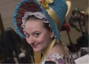  ?? NIKKI KAHN PHOTOS/THE WASHINGTON POST ?? Anne Davis of Wheaton, Ill., sports a hat at the annual meeting of the Jane Austen Society of North America.