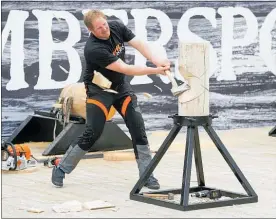  ??  ?? Stratford wood chopper Shane Jordan came in third in the Stihl Timberspor­ts Champions Trophy 2019 Competitio­n which was held at the Fieldays.