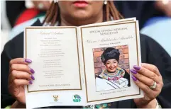  ??  ?? MOURNED: A programme at the Winnie Madikizela-Mandela Memorial Service at Orlando Stadium in Soweto.