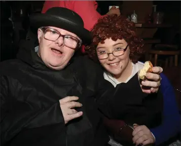  ??  ?? David Quirke and Cora Dobbs at the Arch Club Halloween Party in the IFA Centre on Thursday night.