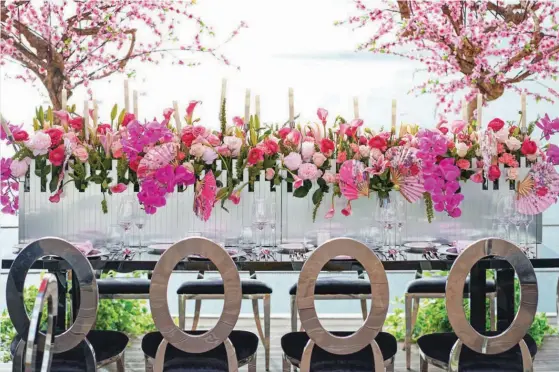  ??  ?? 01 ABOVE Echoing Sofitel’s modern and refined vibe in her design, event stylist Abhie Tan’s setup features a similarly contempora­ry spin with Japanese elements.