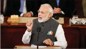  ?? REUTERS ?? Prime Minister Narendra Modi addresses the US Congress in Washington, on Wednesday.