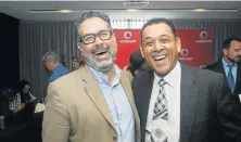  ?? Picture: BAZIL RAUBACH ?? SUITS WITH A SMILE: Alan Ahlfedt, left, and Selwyn Willis were among the guests at a Vodacom business brunch held at the Radisson Blu last Friday