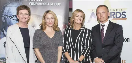  ??  ?? Tara Rodgers ( Bank of Ireland) Jenny McCudden, Loraine McDonnell, Gavin Laws ( Bank of Ireland) at the launch of The Sligo Business Awards 2017 in the Glass house Hotel last Thursday morning.