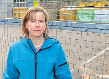  ?? Picture: Steven Brown. ?? Councillor Margaret Kennedy outside Cupar recycling centre.