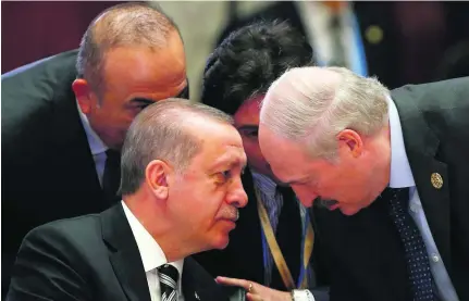  ?? Thomas Peter / Getty Images ?? Turkish president Recep Tayyip Erdogan, left, is in Washington today for talks with US president Donald Trump.