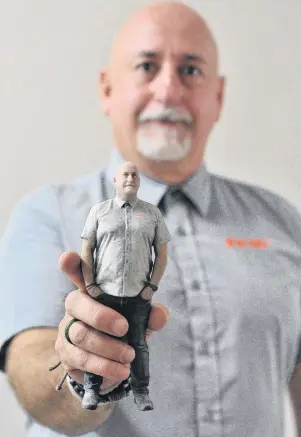  ?? PHOTO: CHRISTINE O’CONNOR ?? Mini me . . . The Lab’s new venture into 3D printing will give people the opportunit­y to own a miniature version of themselves, much like the one company director John Preddy has of himself.