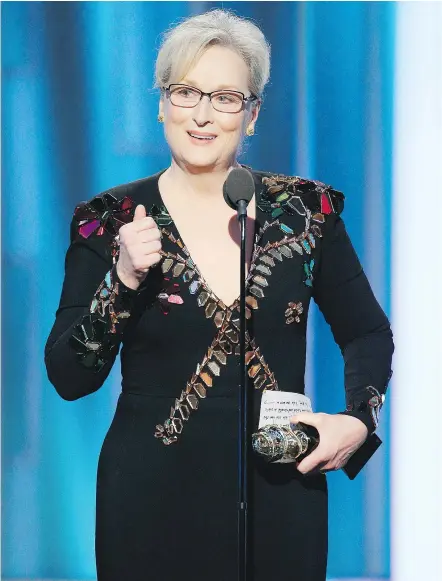  ?? — GETTY IMAGES ?? Meryl Streep accepts the Cecil B. DeMille Award during the 74th Annual Golden Globe Awards at The Beverly Hilton Hotel Sunday night in Beverly Hills, Calif.