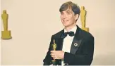  ?? AFP ?? Cillian Murphy won the best actor award for his portrayal of physicist J. Robert Oppenheime­r.