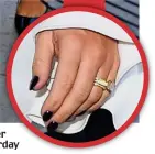  ??  ?? Sign of hope: Coleen with her er wedding ring, circled, yesterday rday