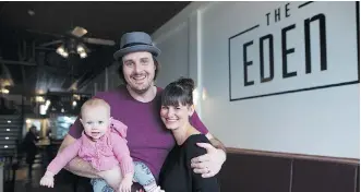  ?? PHOTOS: LEAH HENNEL ?? Rob and Nadine Eden with their daughter Rose at The Eden.