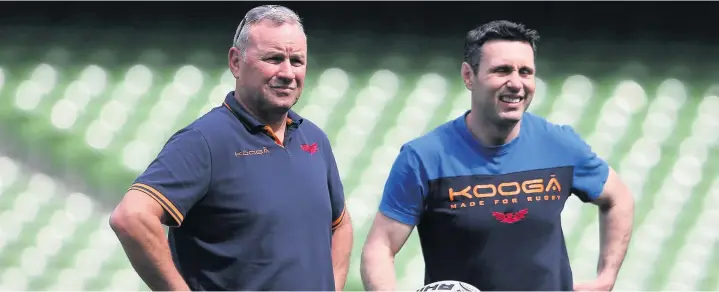  ??  ?? Scarlets head coach Wayne Pivac and backs coach Stephen Jones could be linking up again in the Wales national team set-up.