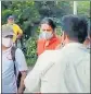  ?? ?? Swami Anand Giri being brought by flight from Prayagraj to Dehradun on way to Haridwar by CBI officials on Wednesday.