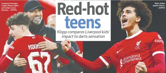  ?? ?? Liverpool manager Jurgen Klopp (right) and striker Lewis Koumas. – AFPPIX