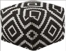  ??  ?? This undated photo provided by Joss & Main shows the Hailey pouf which is covered in a bold geometric kilim material. “An added bonus of these rug materials is that they're tightly woven and durable, and the bright patterns camouflage stains,” says...