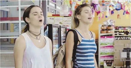  ??  ?? CHILLING OUT: Maia Mitchell and Camila Morrone, from left, star in ‘Never Goin’ Back.’