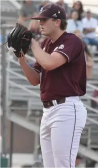  ?? Cleveland, SDN) (Photo by Jason ?? Mississipp­i State pitcher Konnor Pilkington focuses on a batter during a game earlier this season.