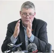  ?? PHOTO: GERARD O’BRIEN ?? Whys and wherefores . . . Andrew Noone, chairman of the panel of independen­t commission­ers considerin­g Dunedin’s latest fivestar hotel bid, explains the decision to media yesterday.