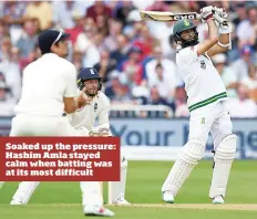  ??  ?? Soaked up the pressure: Hashim Amla stayed calm when batting was at its most difficult