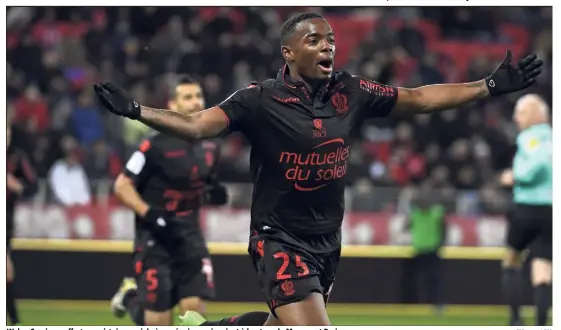  ?? (Photos AFP) ?? Wylan Cyprien a offert une victoire cruciale à son équipe, qui revient à hauteur de Monaco et Paris.