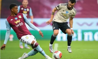  ?? Photograph: Alex Livesey - Danehouse/Getty Images ?? Bruno Fernandes wins a penalty for Manchester United against Aston Villa this month. Frank Lampard has warned his side to be wary of conceding penalties.