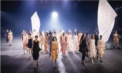  ?? Photograph: Richard Bord/Getty Images ?? Models walk the runway during the Issey Miyake womenswear spring/summer 2023.